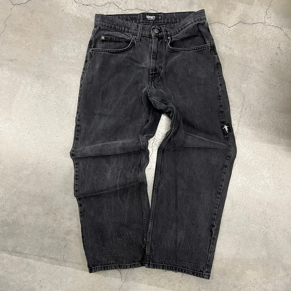 Fucking Awesome Hockey Skate Brand Skateboard DoubleKnee Black Denim Jeans 32x31